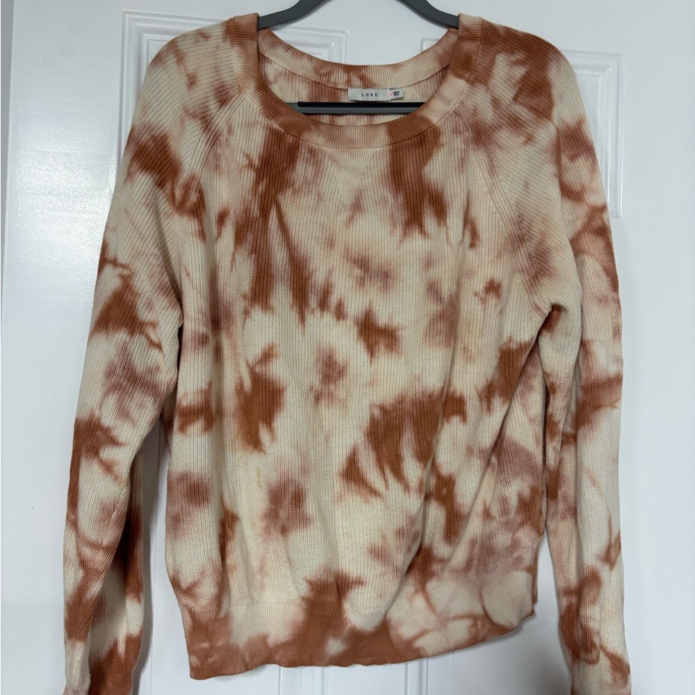 Lush Tie-Dye Sweater in Cream and Brown